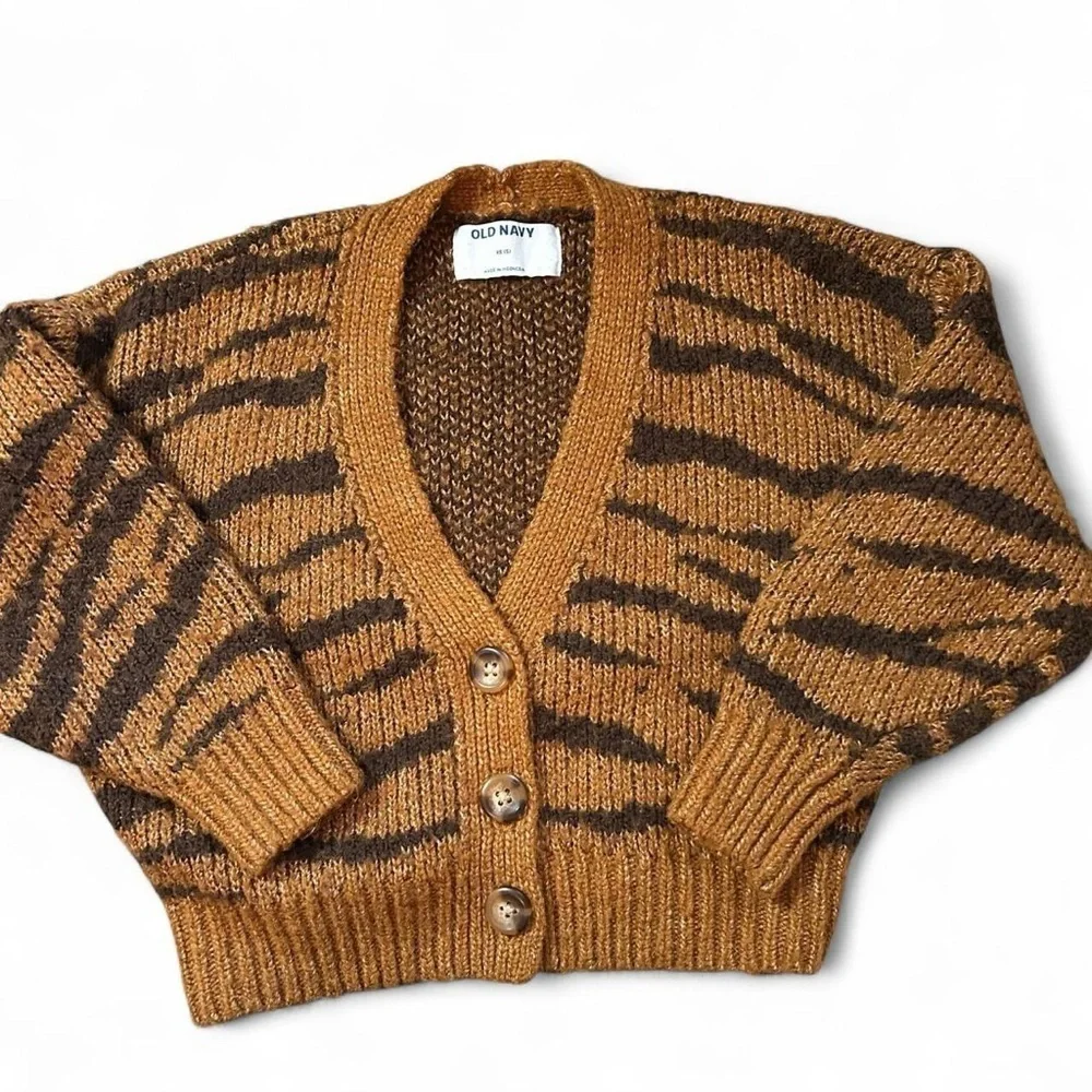 Girls Size 4/5 Cardigan & Vest Bundle – Tiger, Faux Fur & Sparkly ✨